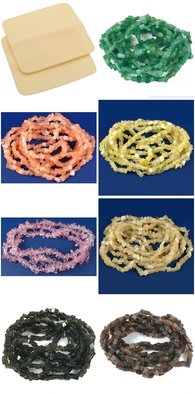 2 Beading Mats 8" x 8" & 7 Strands Glass & Chip Beads Various Colors and Sizes